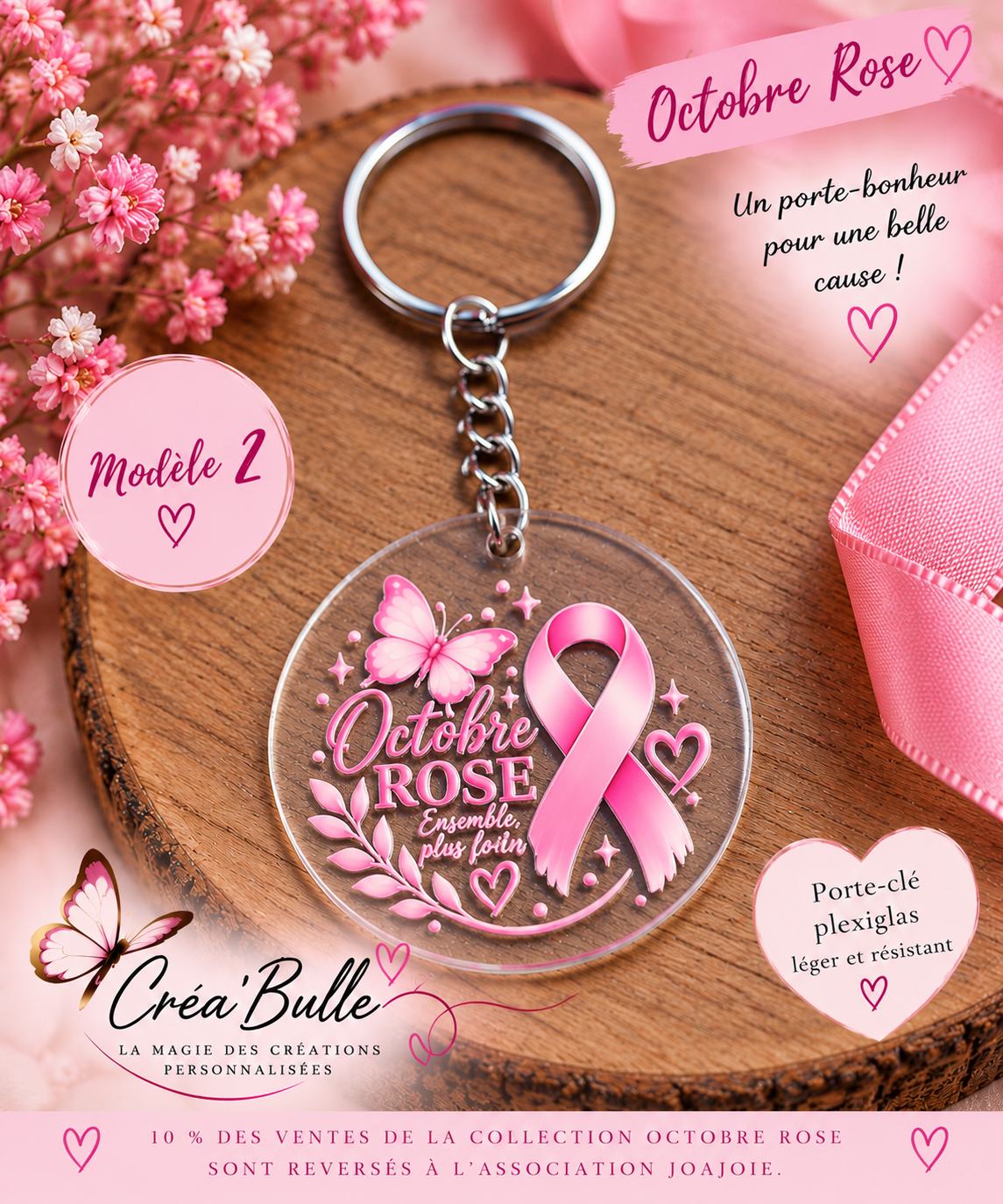 Porte Clés Octobre Rose