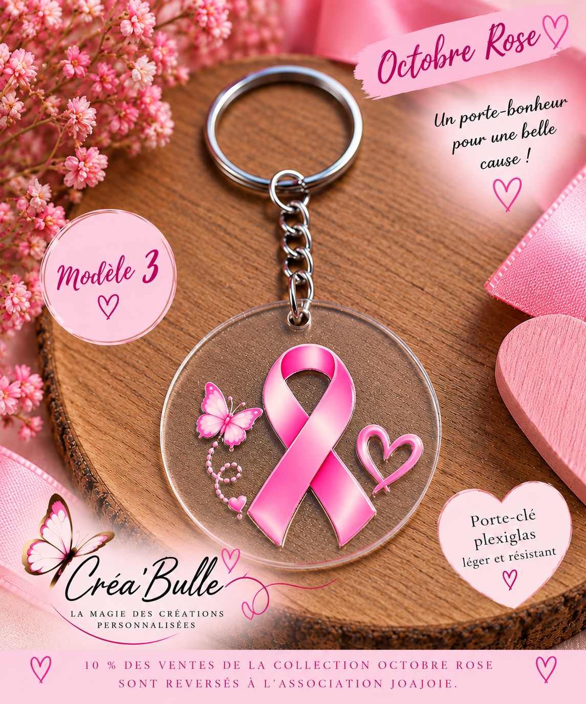 Porte Clés Octobre Rose