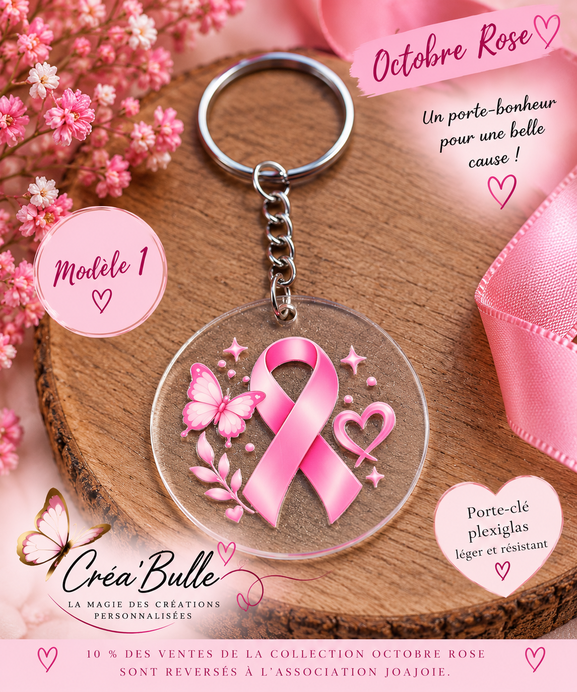 Porte Clés Octobre Rose