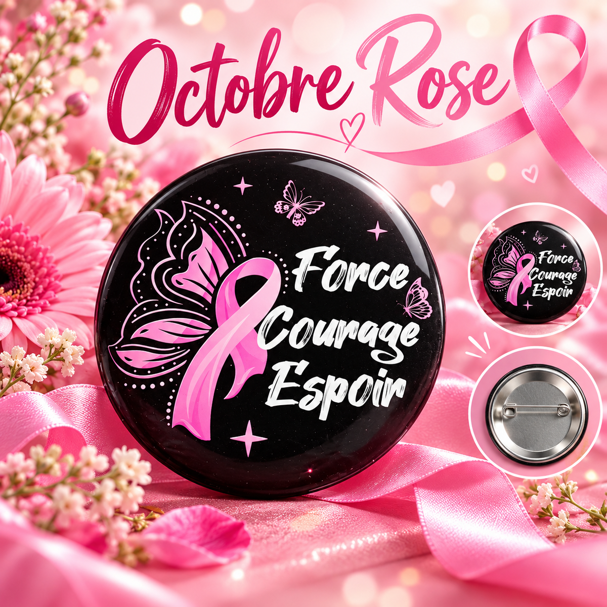 Badges Octobre Rose