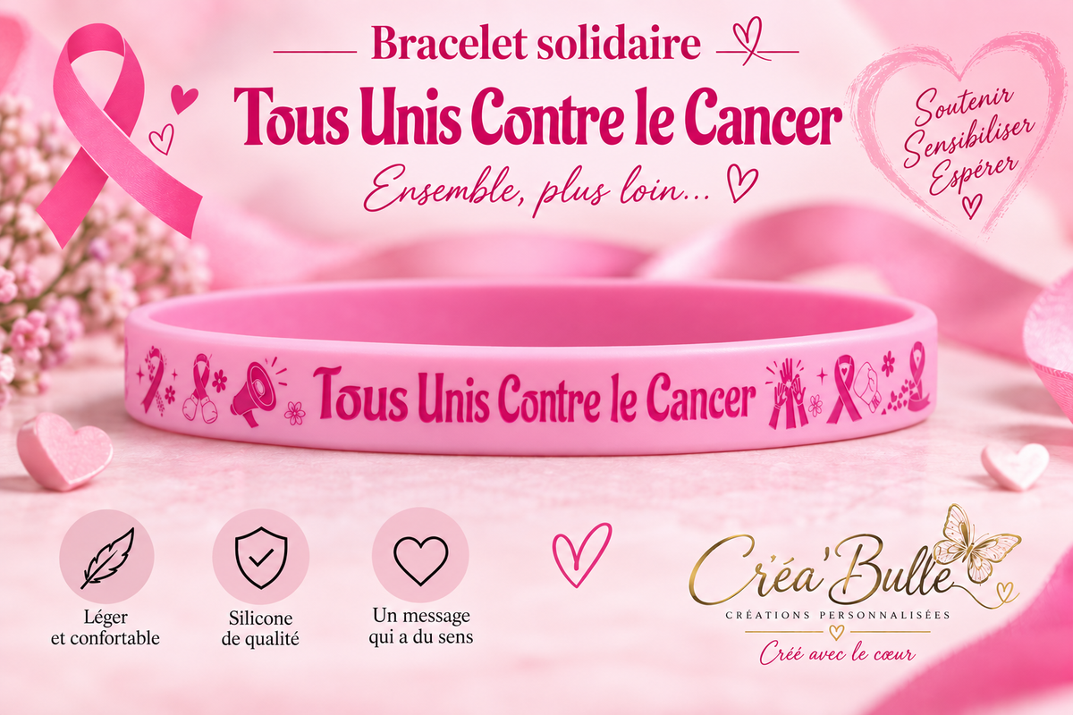 Bracelet en silicone Octobre Rose