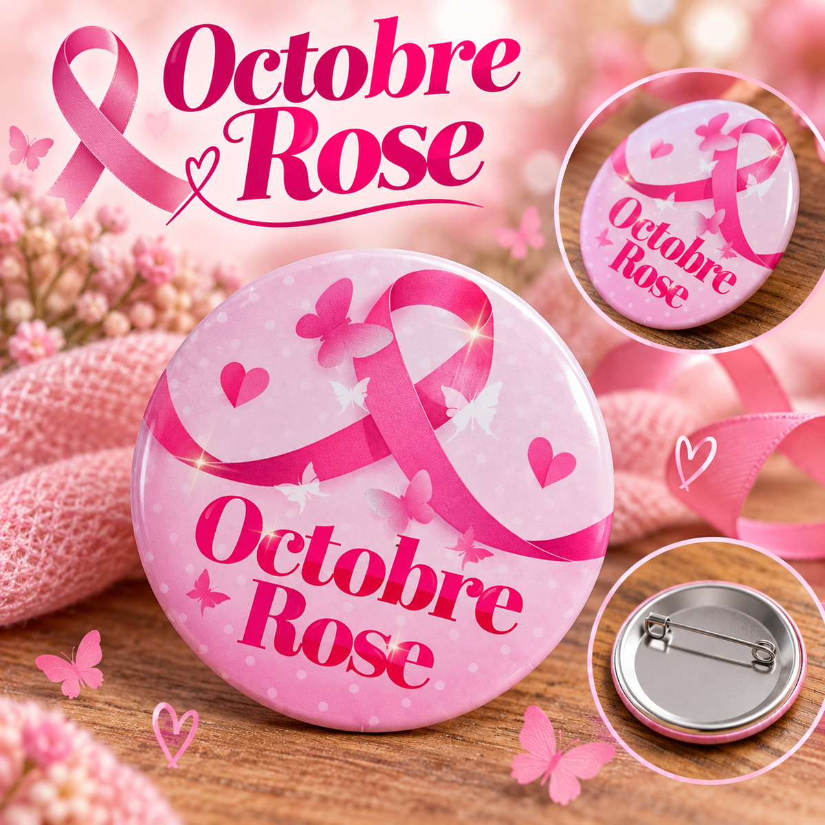 Badges Octobre Rose