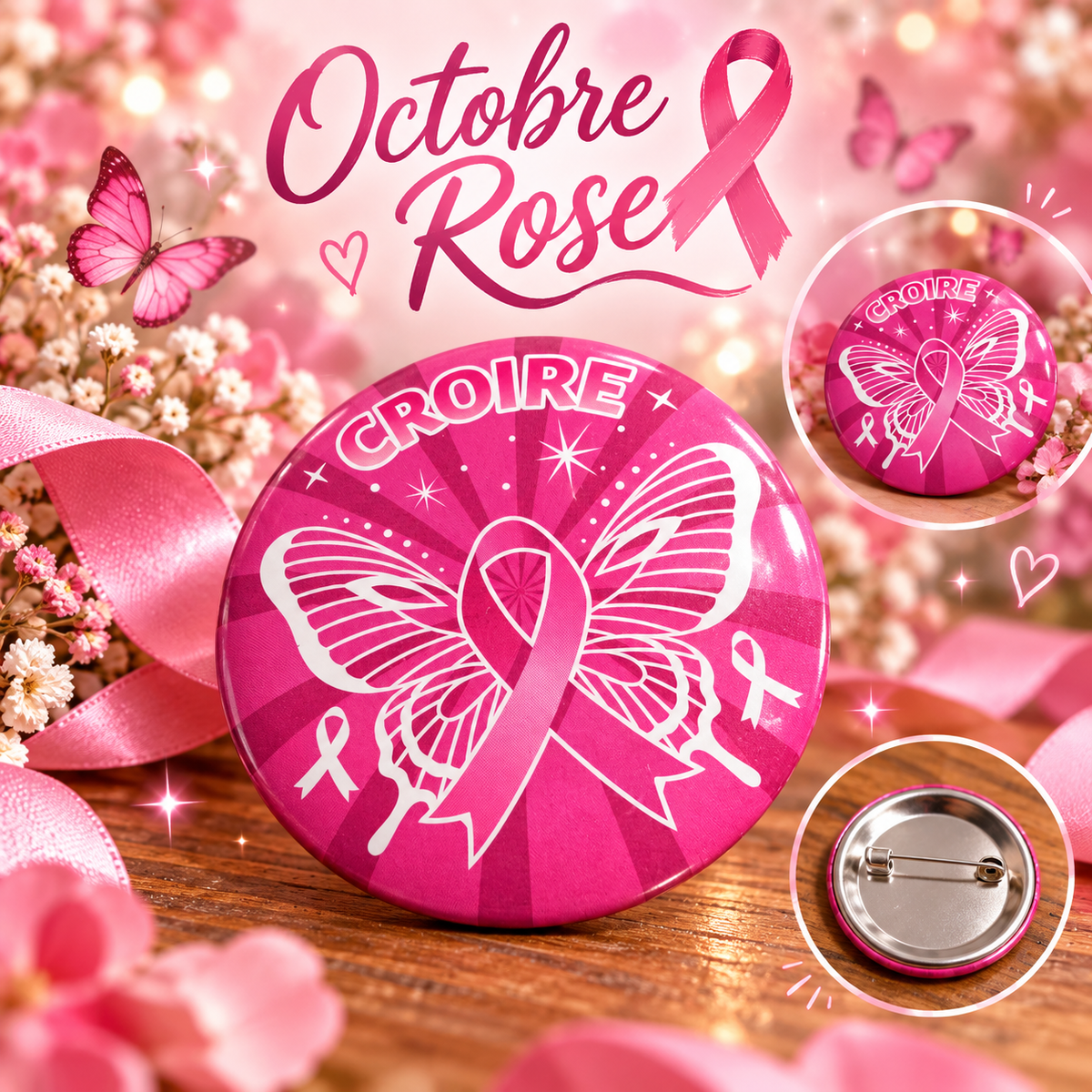 Badges Octobre Rose