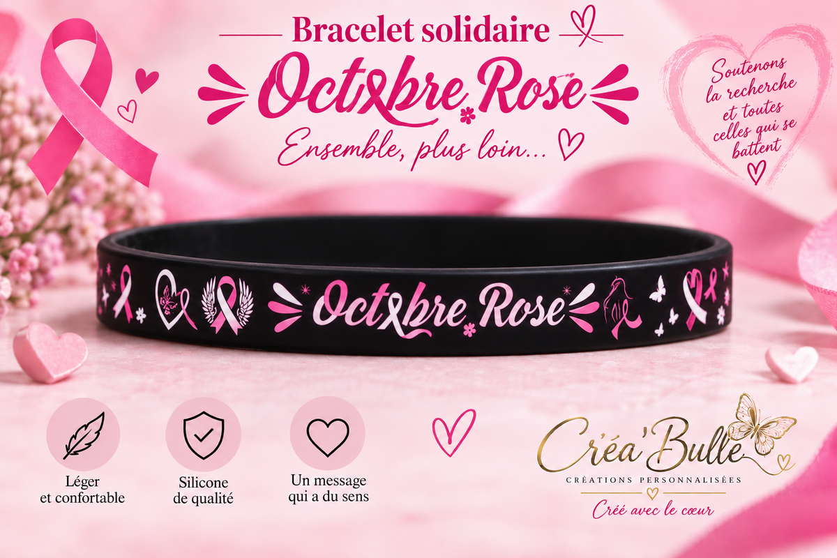 Bracelet en silicone Octobre Rose