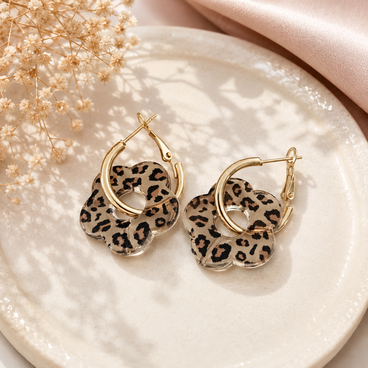 Boucles d’oreilles Fleurs Léopard