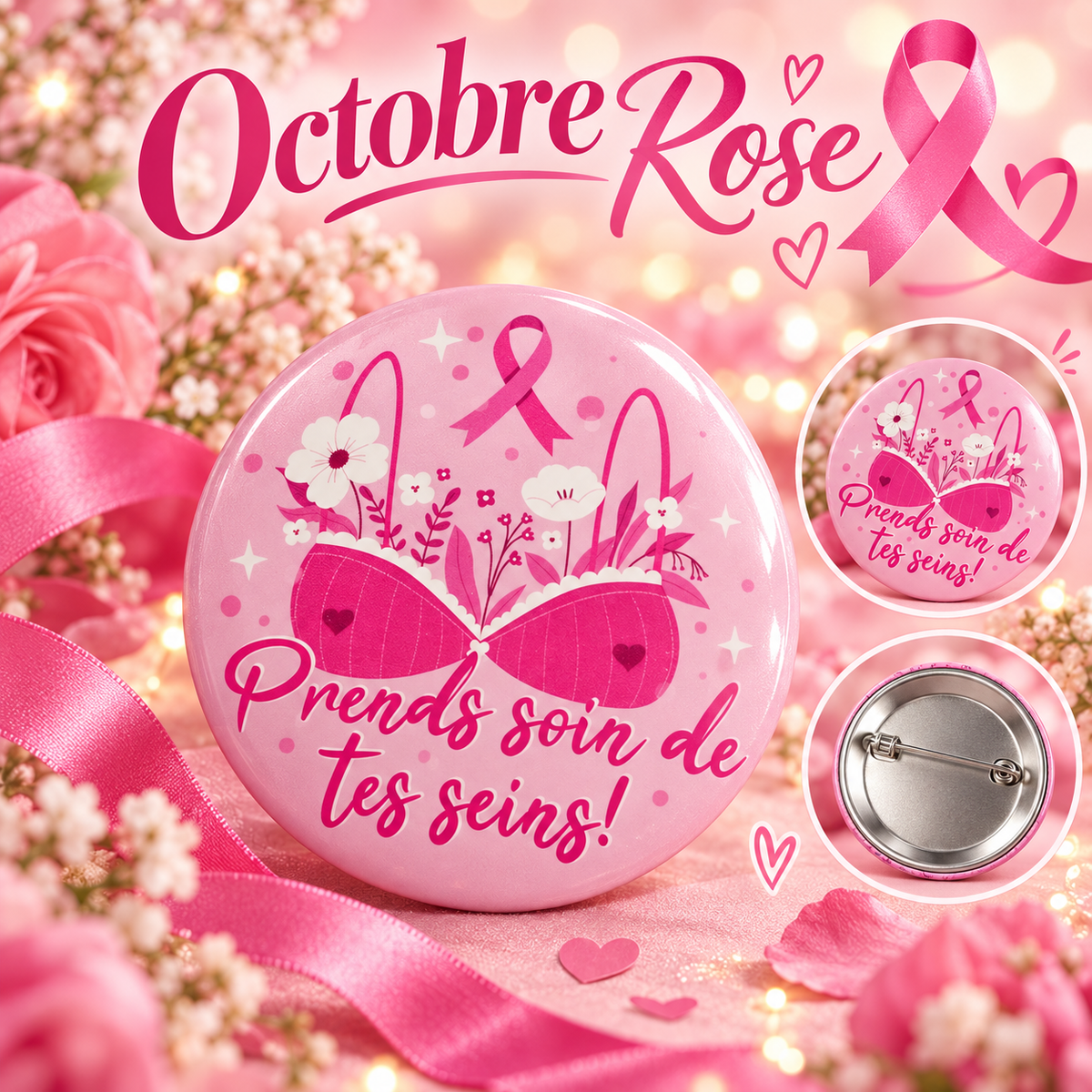Badges Octobre Rose