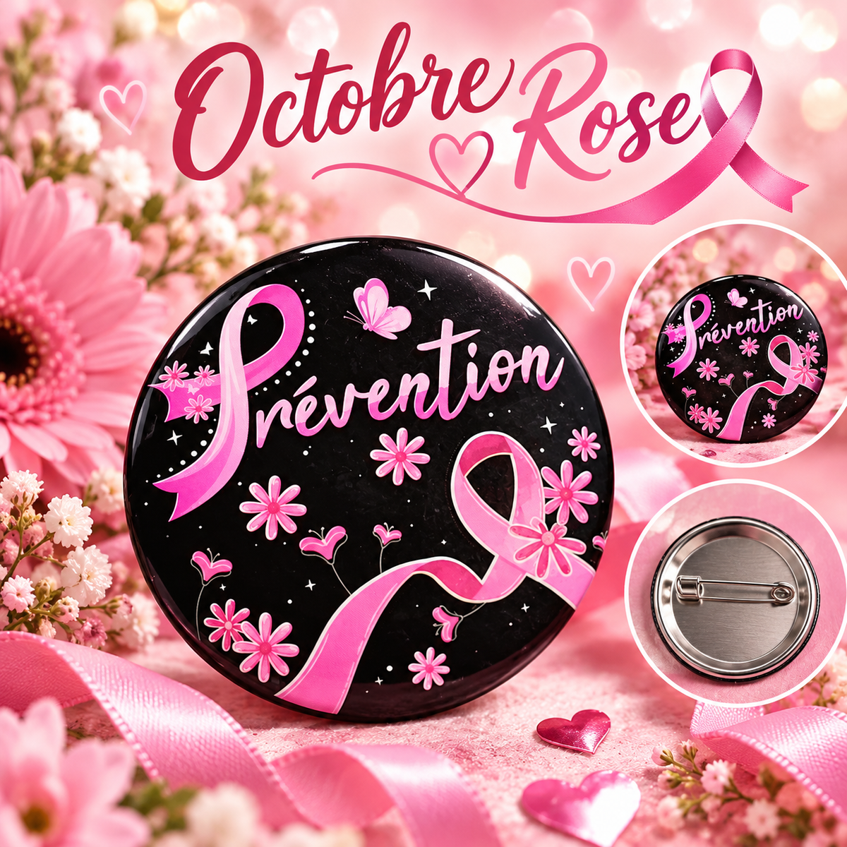 Badges Octobre Rose