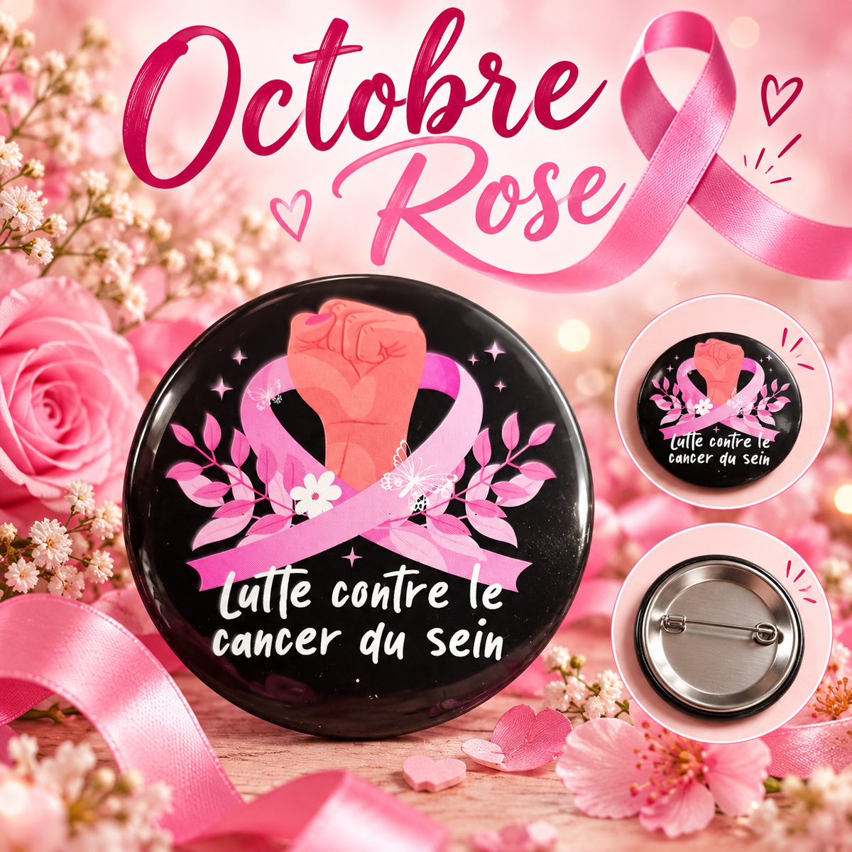 Badges Octobre Rose