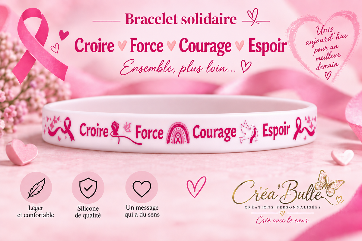 Bracelet en silicone Octobre Rose