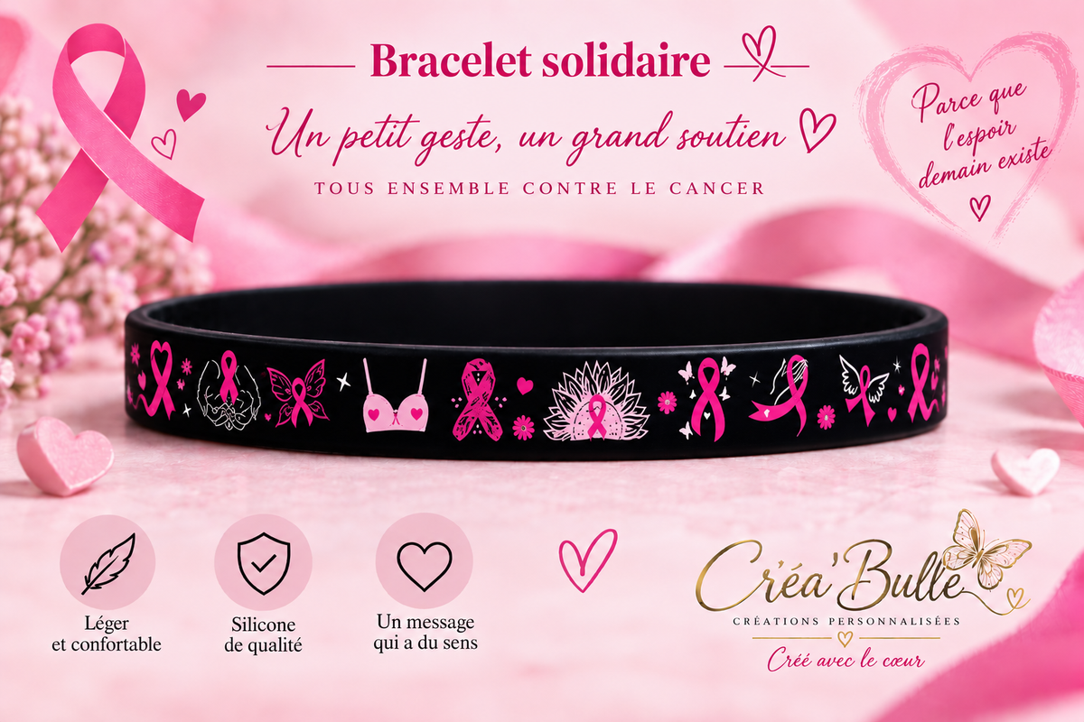 Bracelet en silicone Octobre Rose