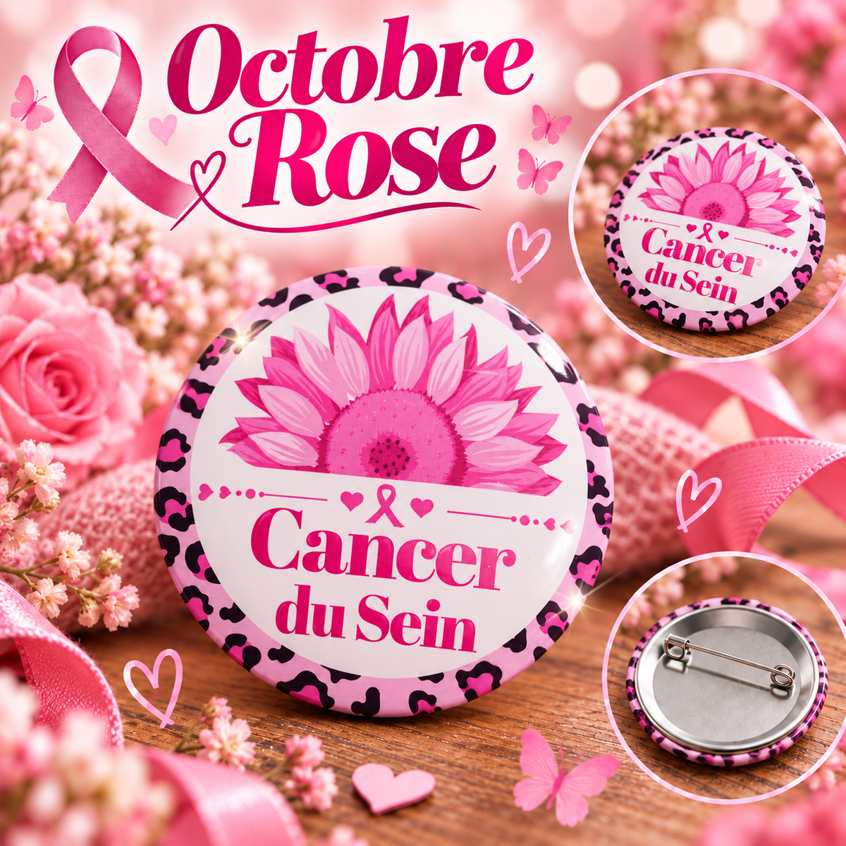Badges Octobre Rose