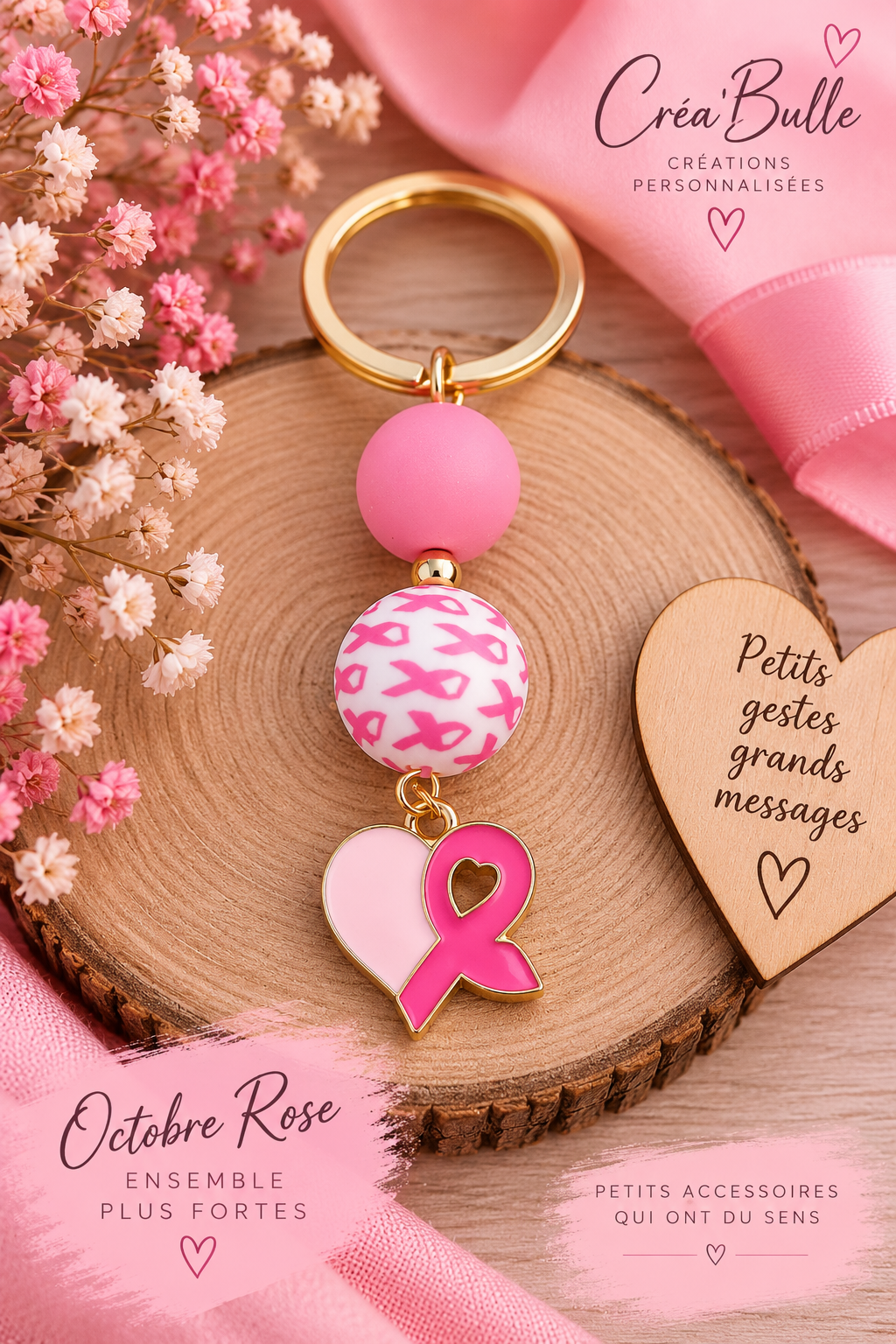 Porte Clés Octobre Rose