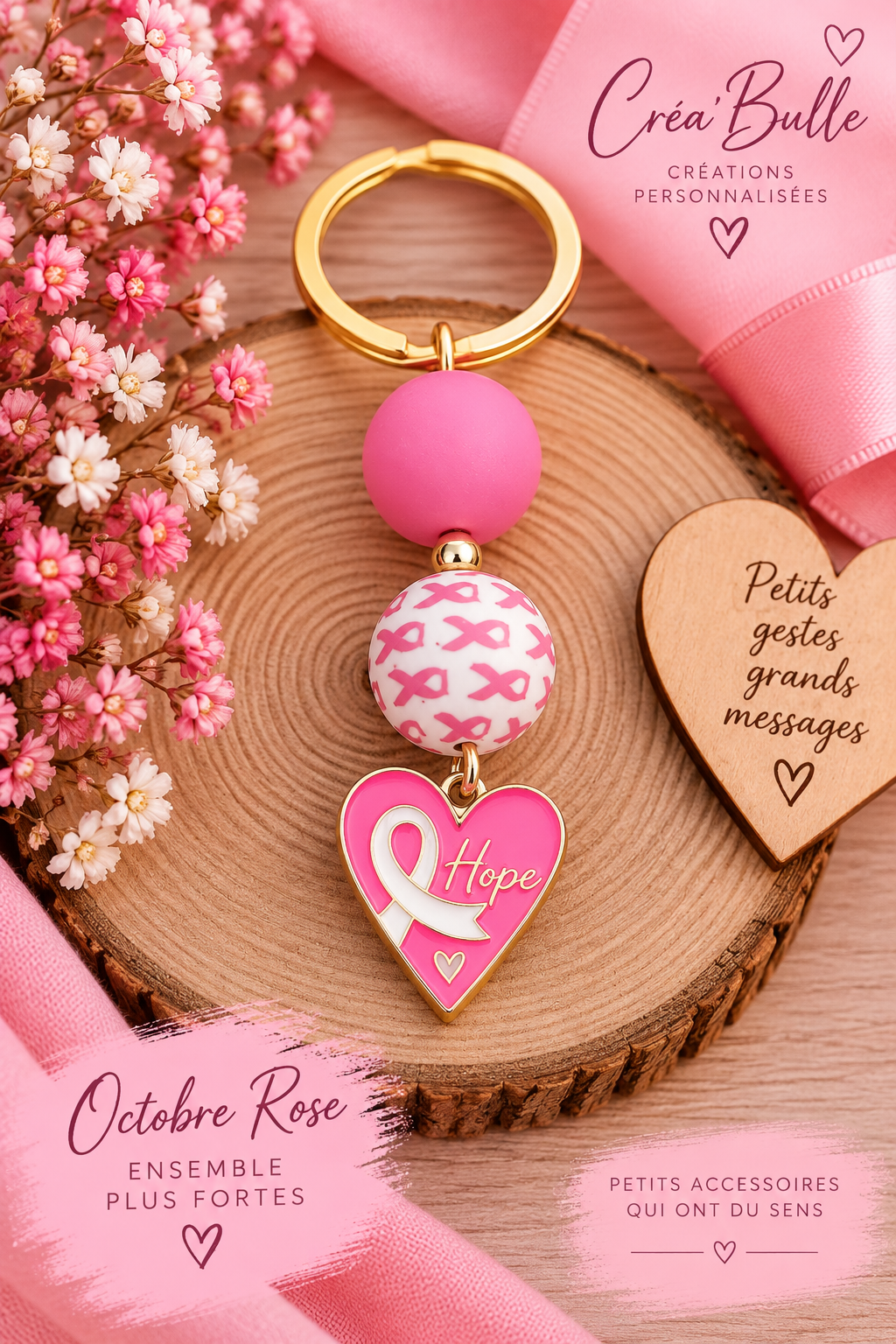 Porte Clés Octobre Rose