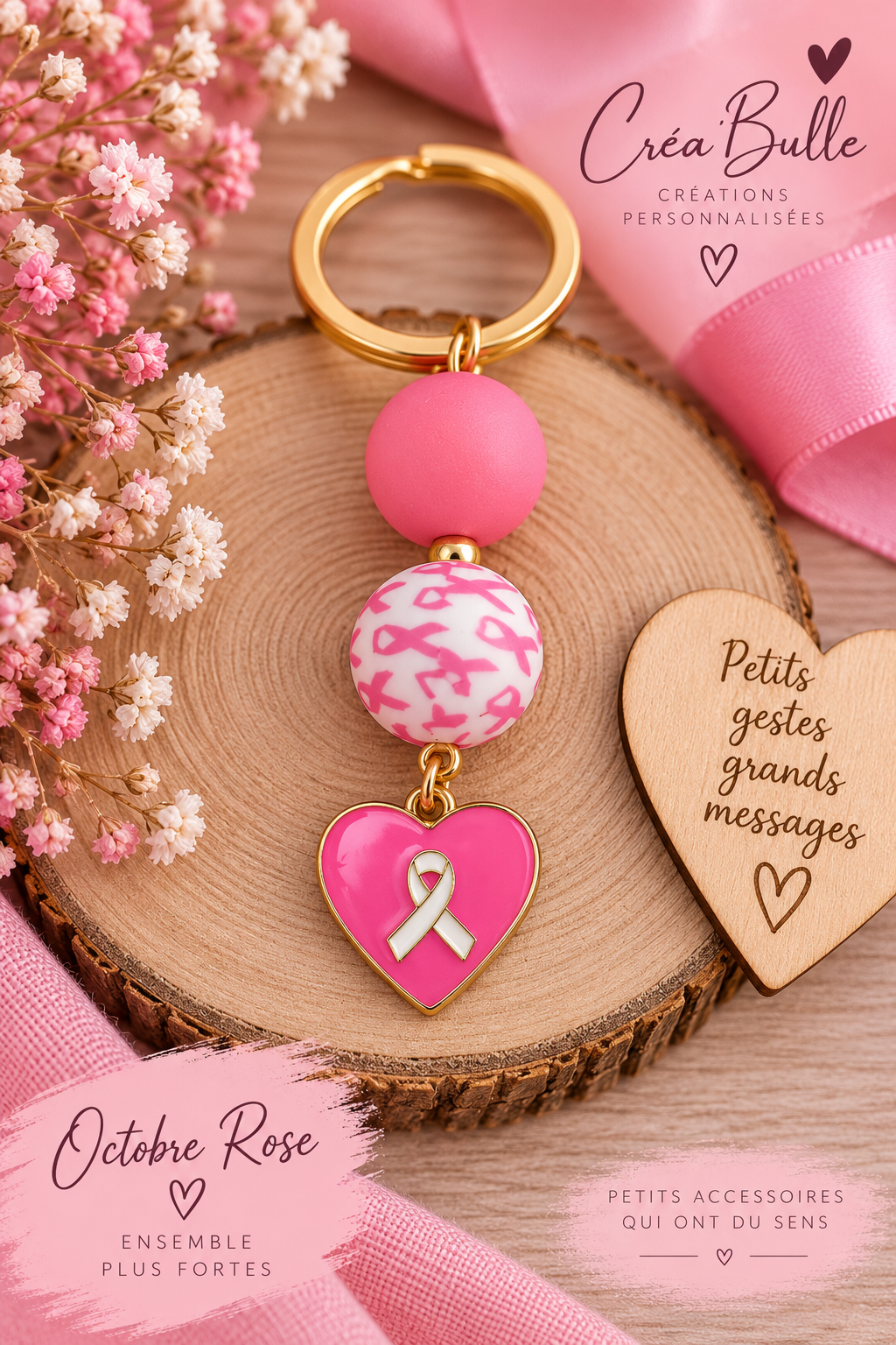 Porte Clés Octobre Rose