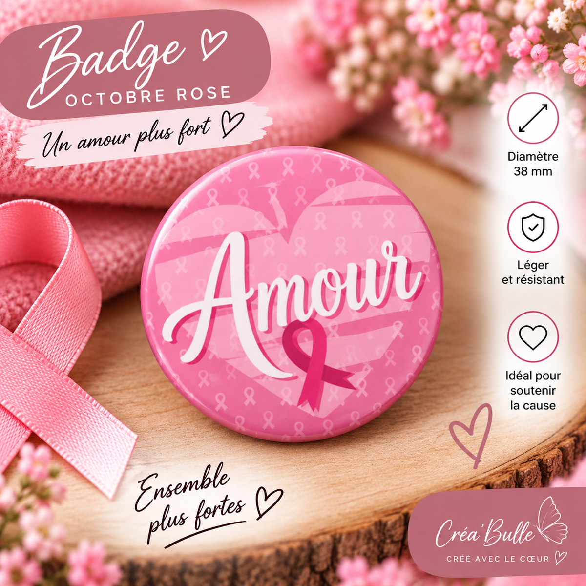 Badges Octobre Rose
