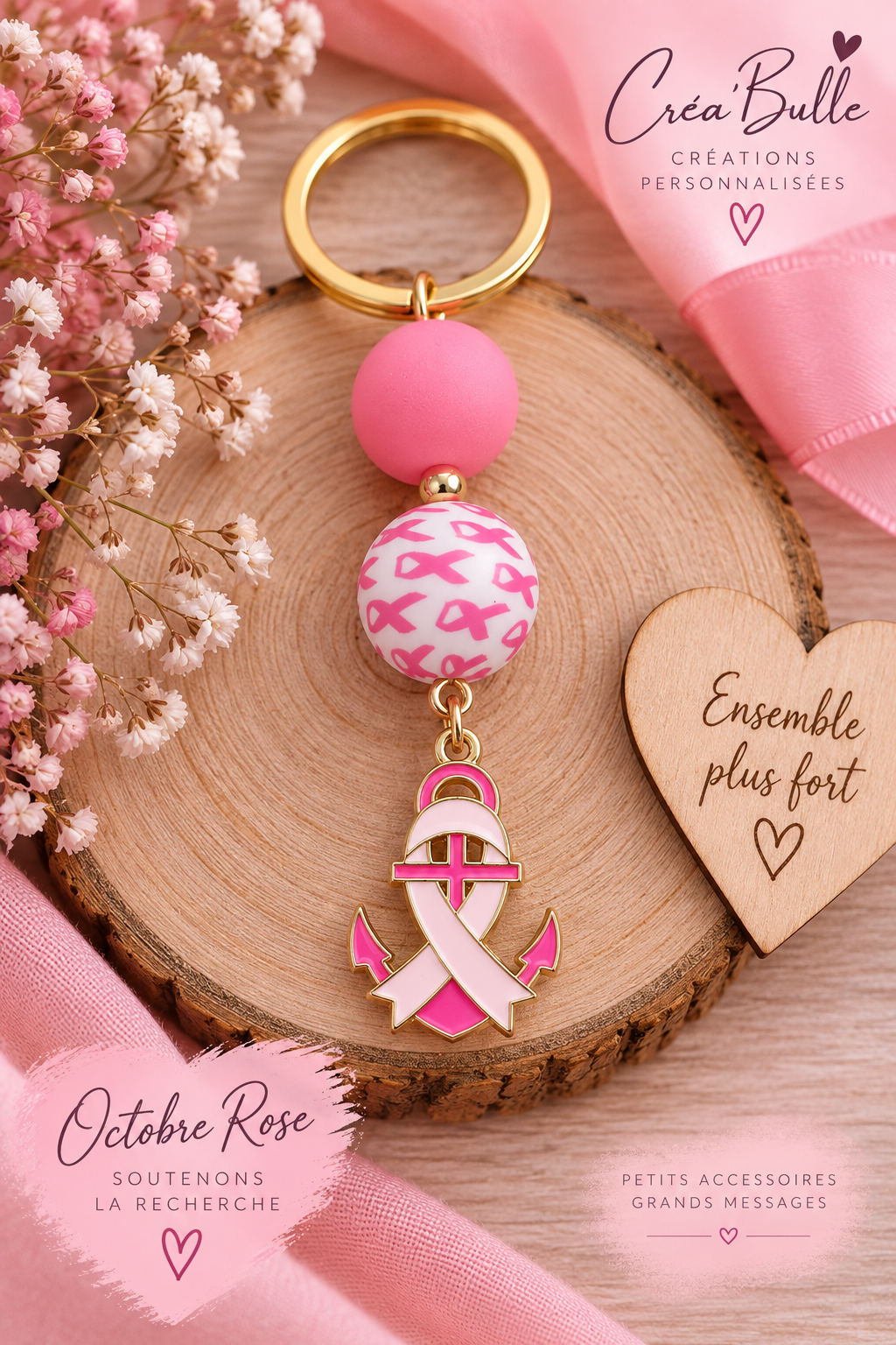 Porte Clés Octobre Rose