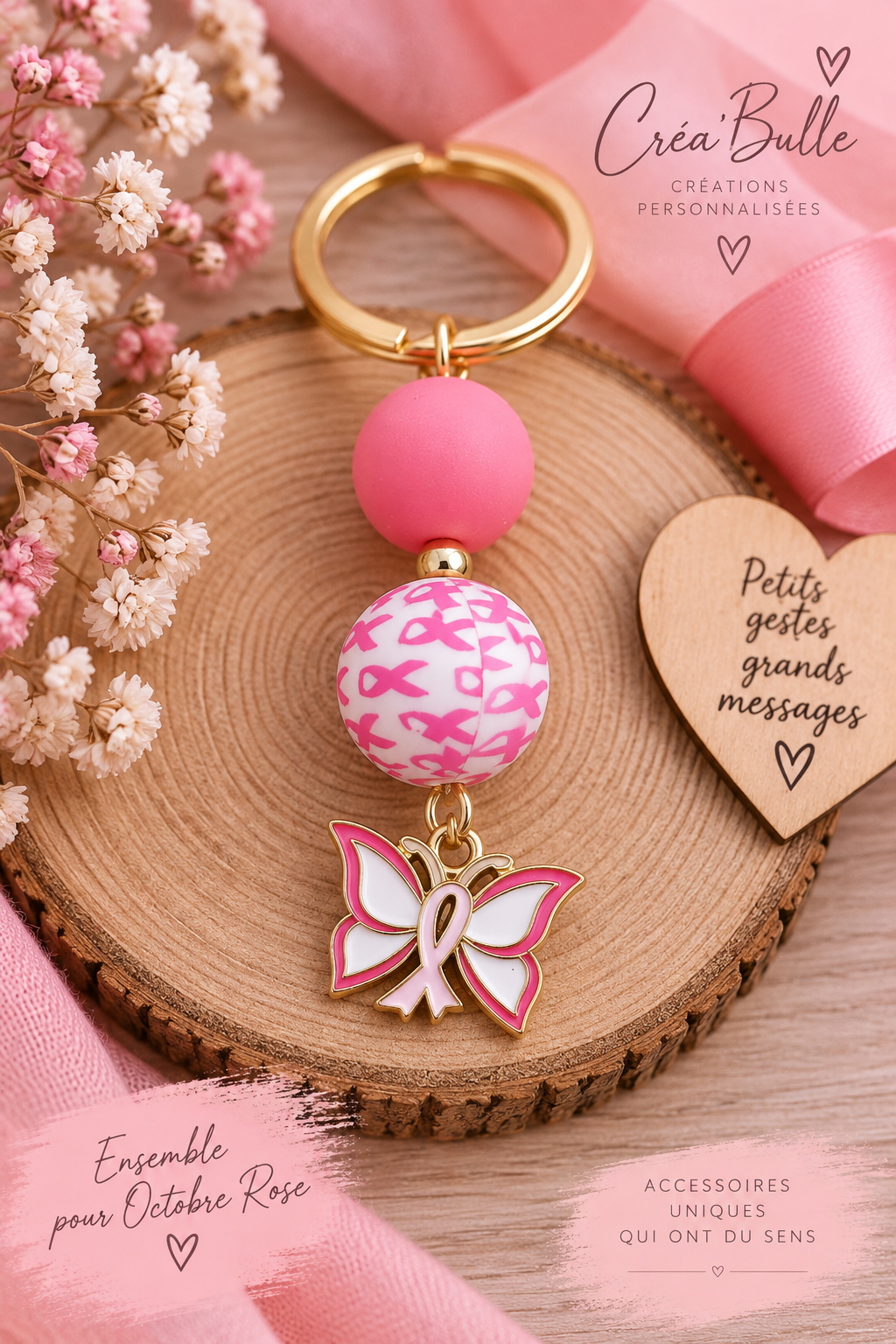 Porte Clés Octobre Rose